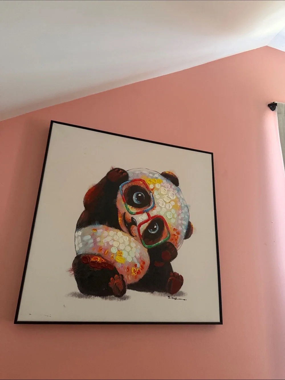 Colorful Panda Wall Art Print - Whimsical Pink Accent